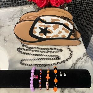 Girls cowboy bag and beaded bracelet set
